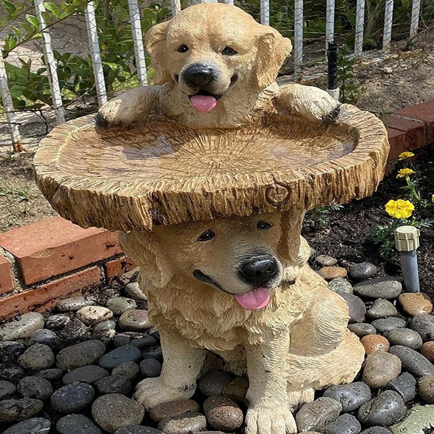 Resin Animal Bird Feeder and Bath for Outdoor Gardens