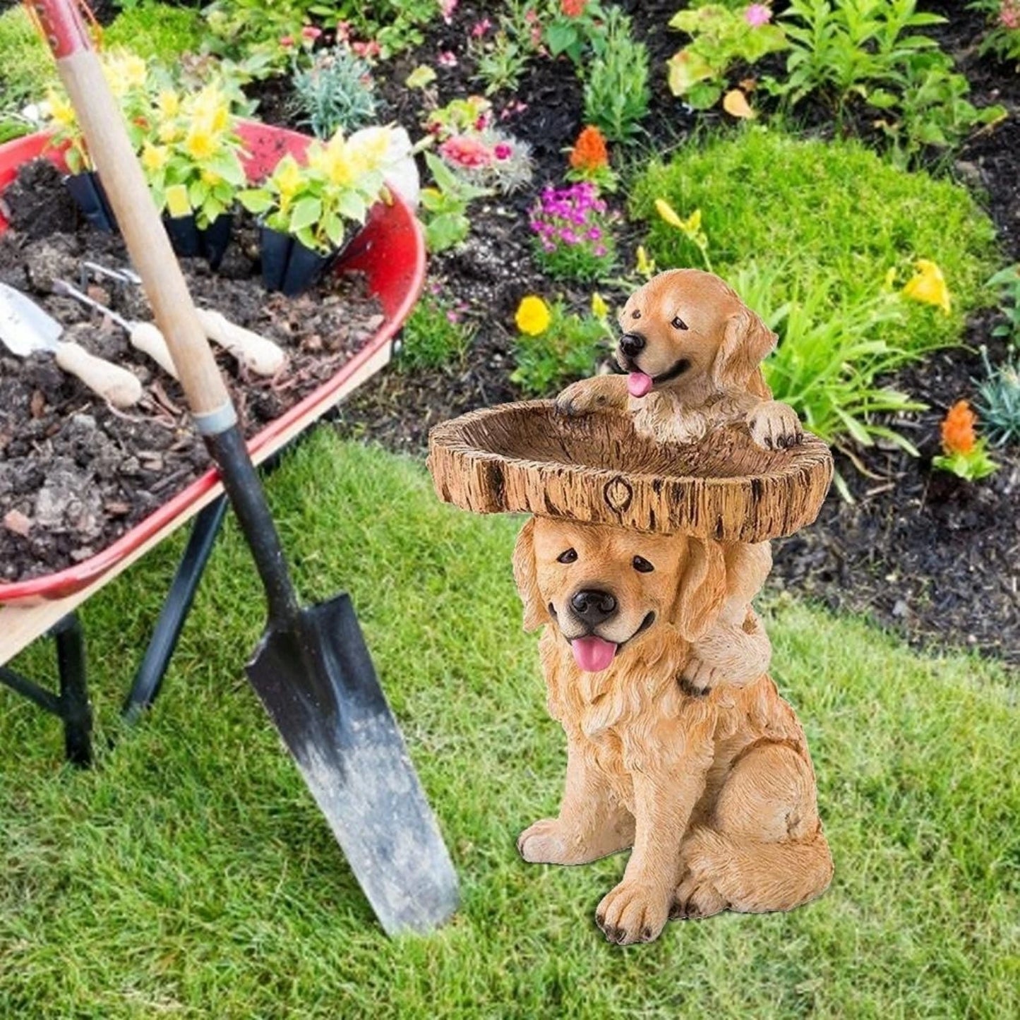 Resin Animal Bird Feeder and Bath for Outdoor Gardens