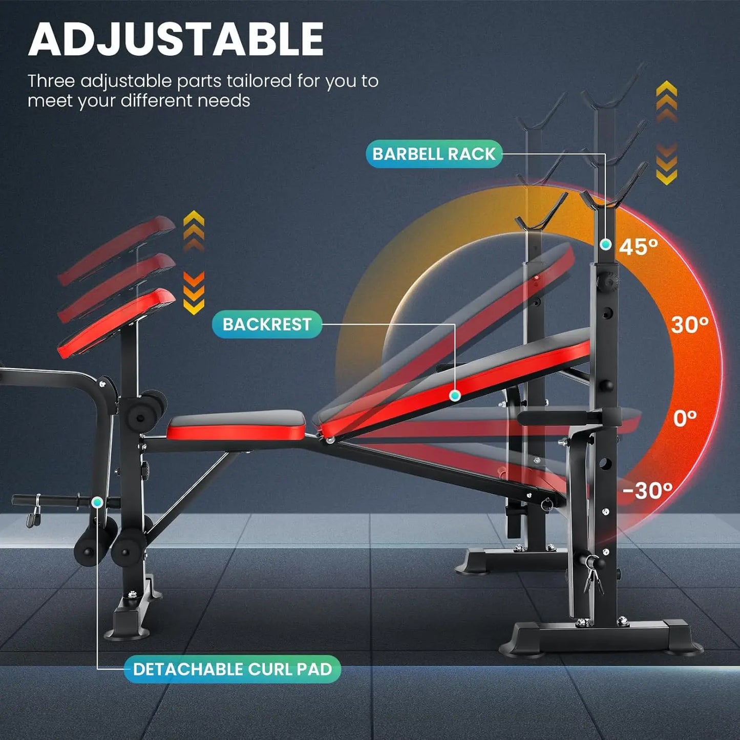 660lbs Weight Bench Set with Squat Rack for Strength Training