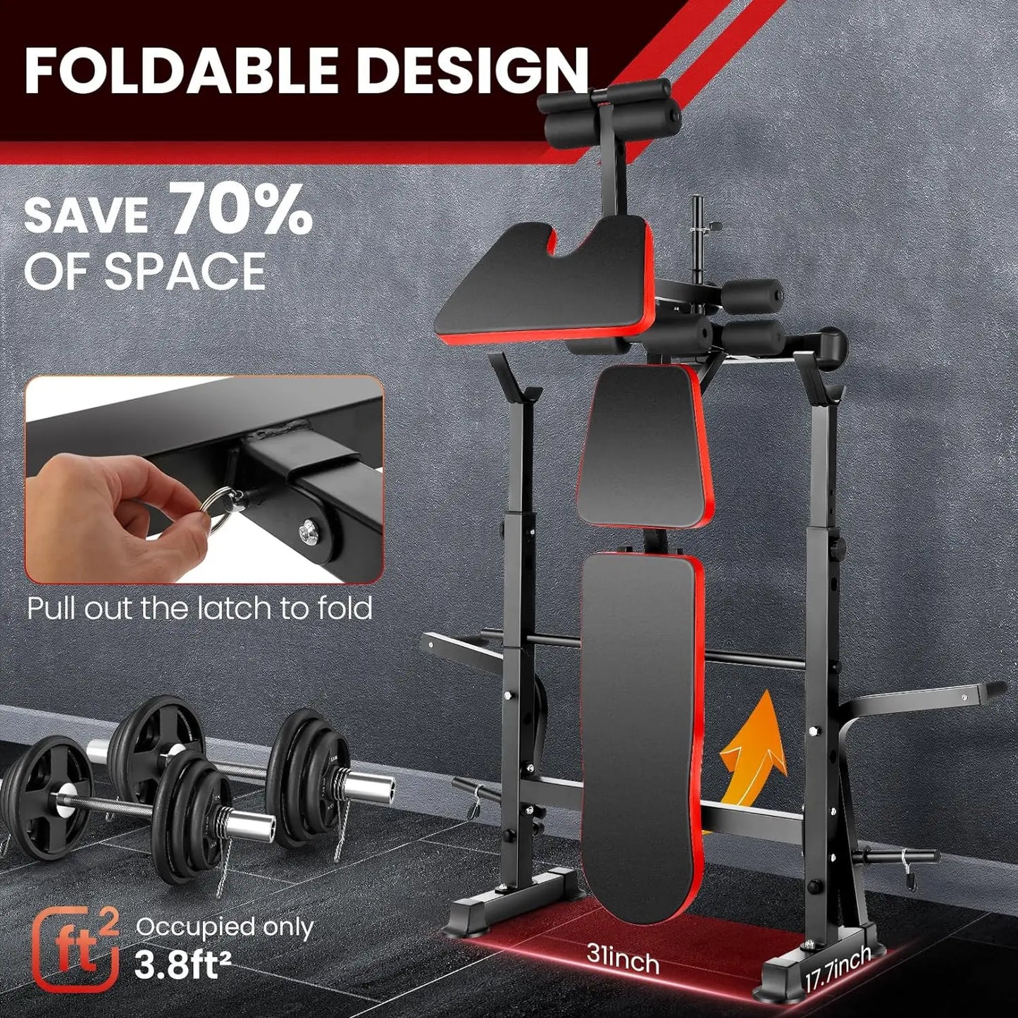 660lbs Weight Bench Set with Squat Rack for Strength Training
