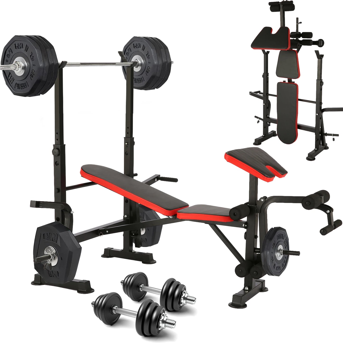 660lbs Weight Bench Set with Squat Rack for Strength Training