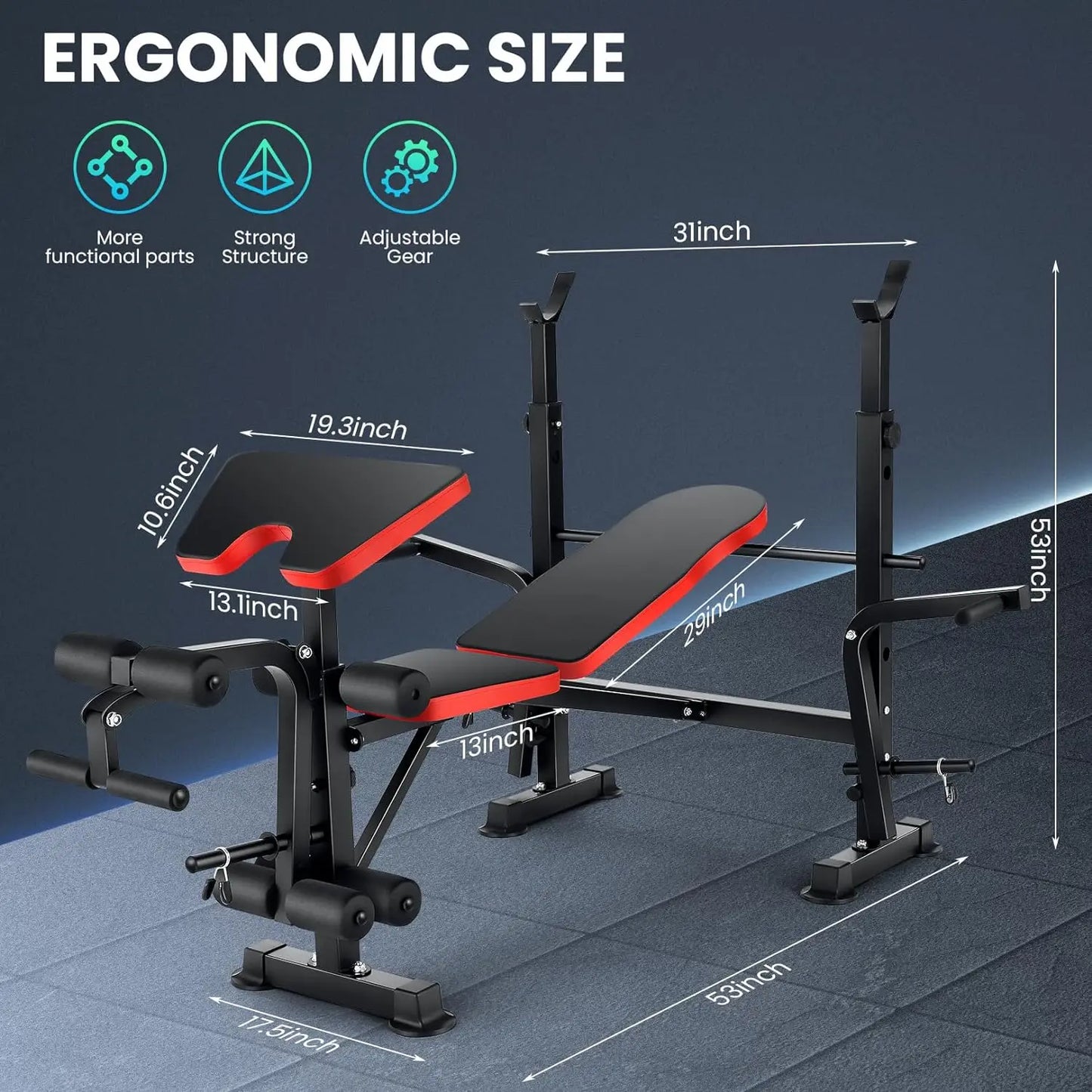660lbs Weight Bench Set with Squat Rack for Strength Training