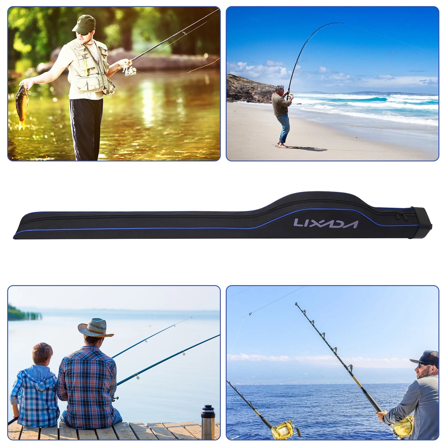 Waterproof Fishing Rod Bag Hard Shell Protective Tackle Storage Case