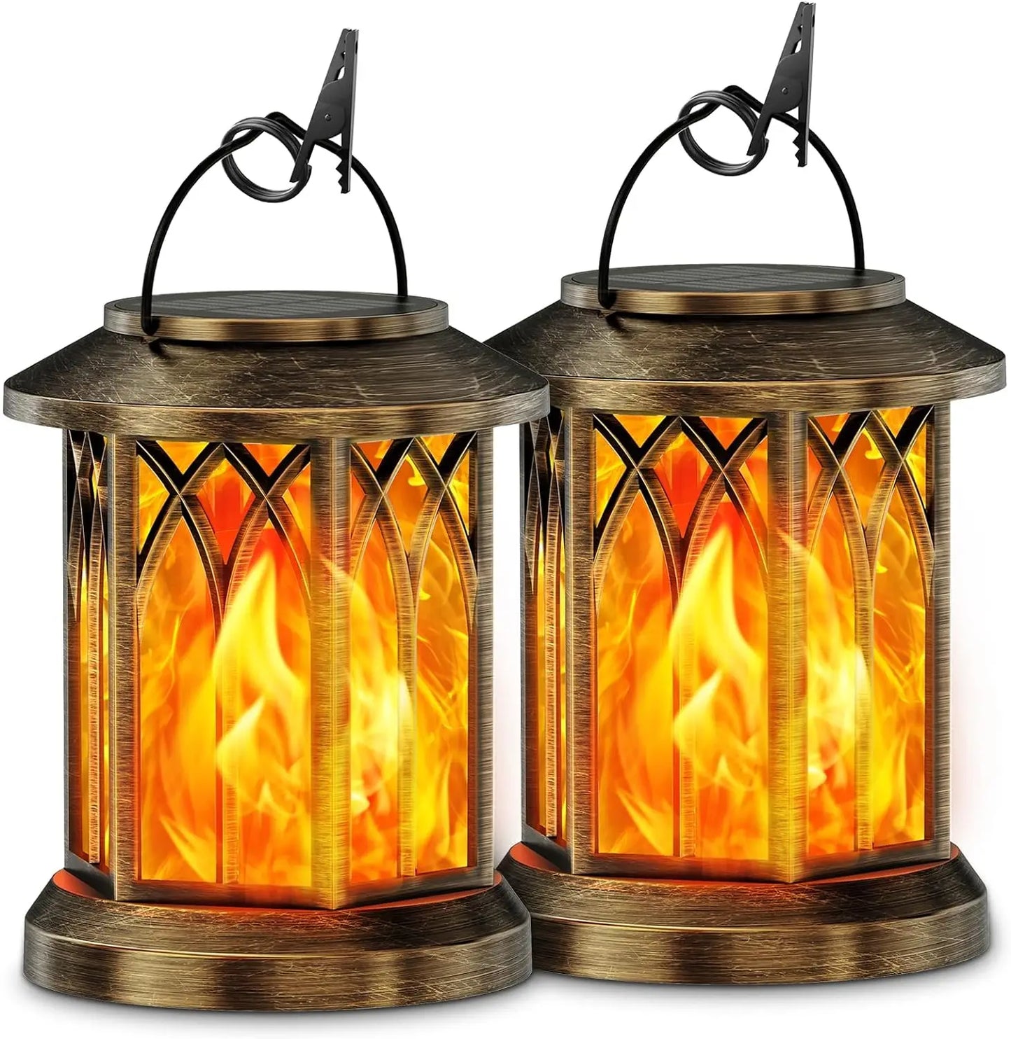 Upgraded Solar Lanterns with Flickering Flame for Outdoor Ambiance