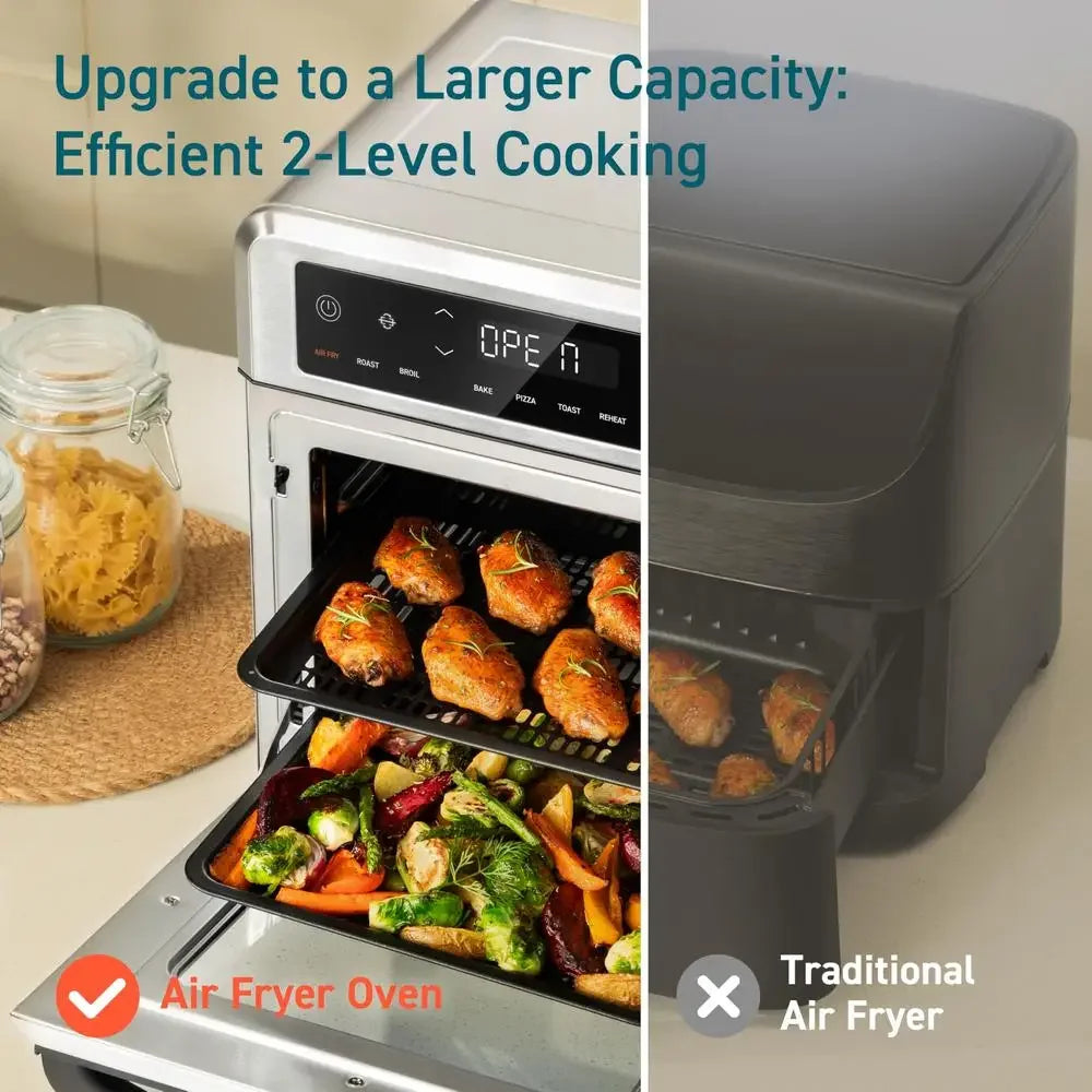 11-in-1 Air Fryer Oven 13Qt Rotisserie Pizza Cooking Functions