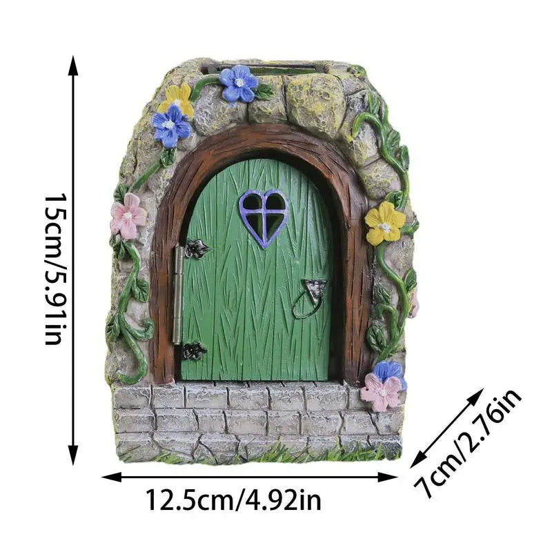 Garden Fairy Door Statue Solar Garden Statue Outdoor Fairy Gate