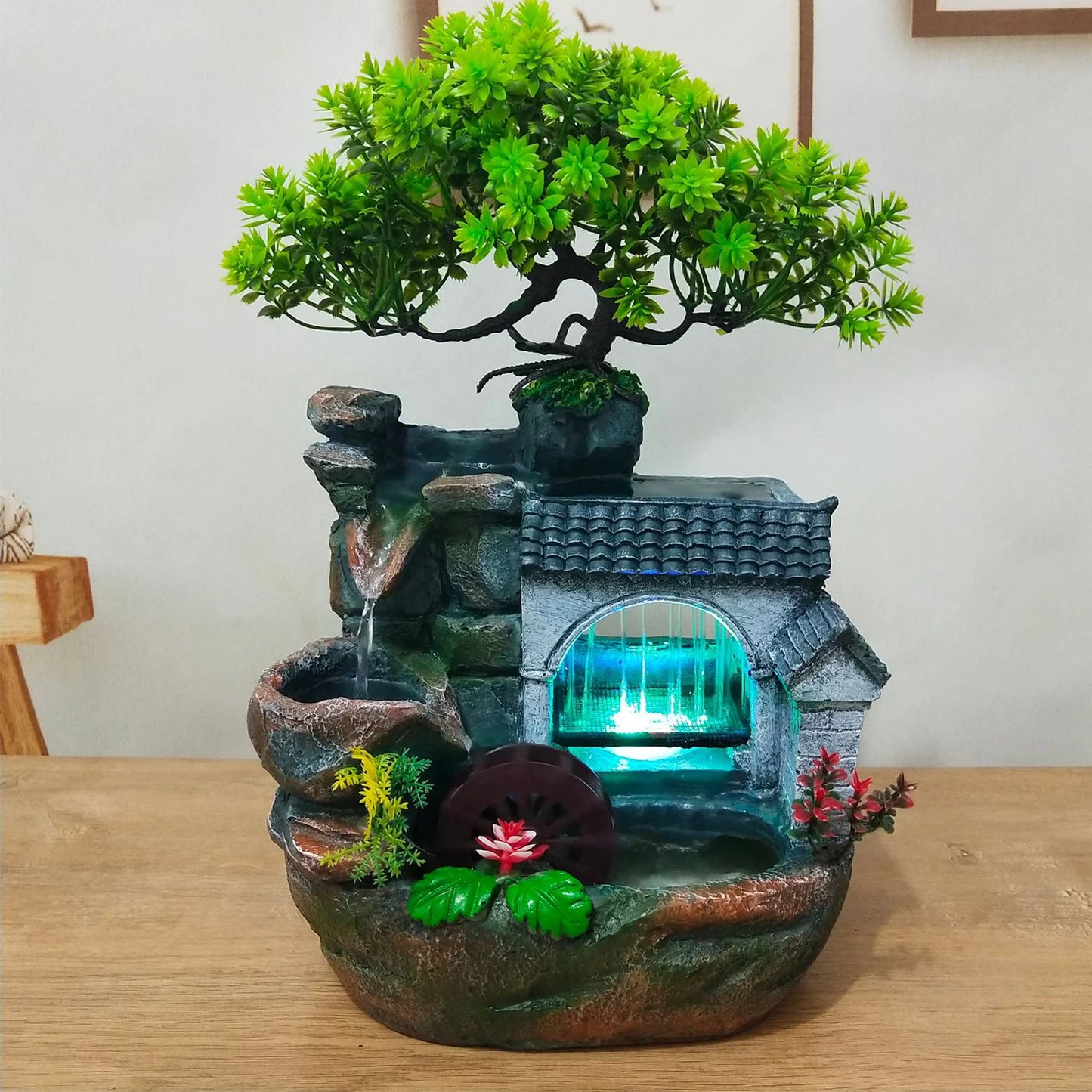 Miniature Mountain Waterfall Bonsai for Tranquil Home Atmosphere