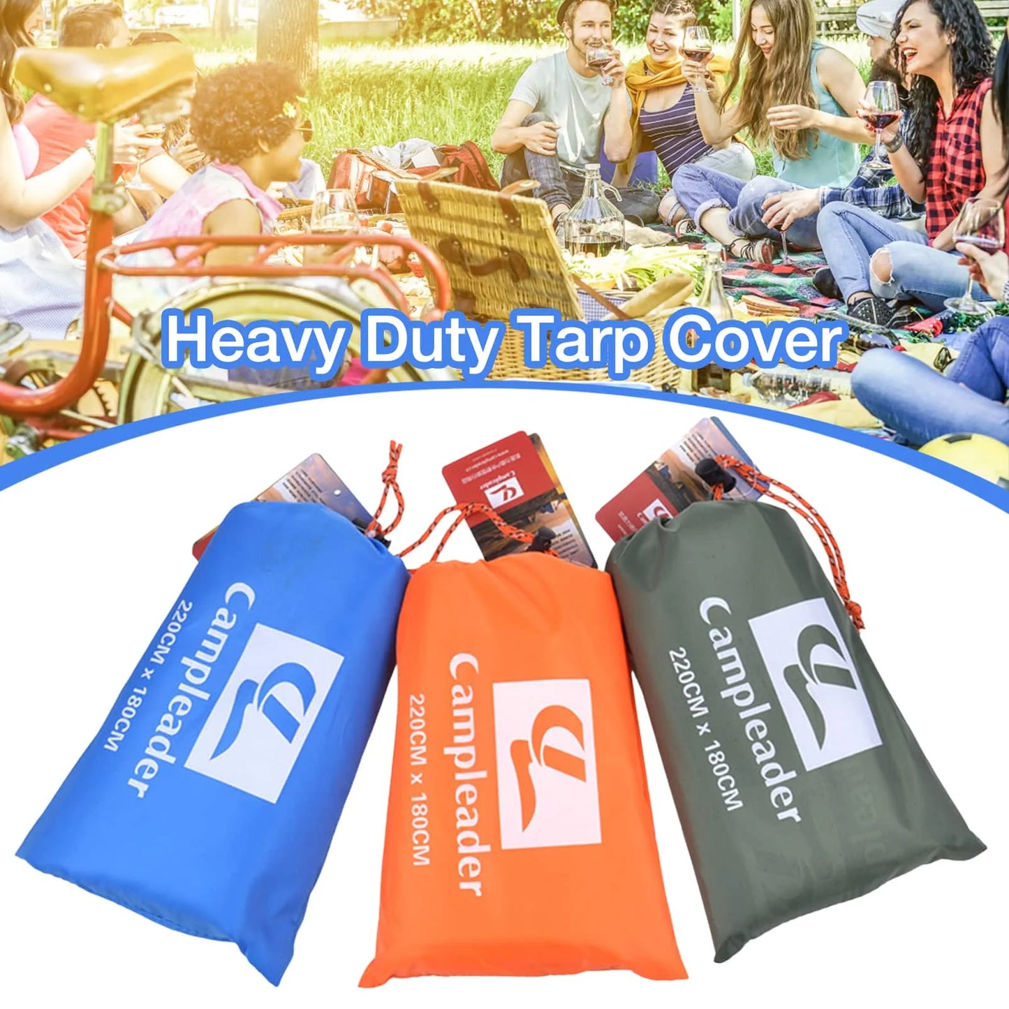 220 X 180 Cm Tarpaulin Cover Waterproof Tarp For Camping