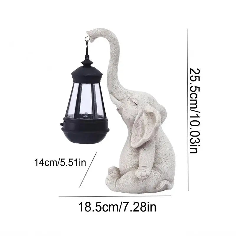 Solar Powered Elephant Statue Outdoor Lamp