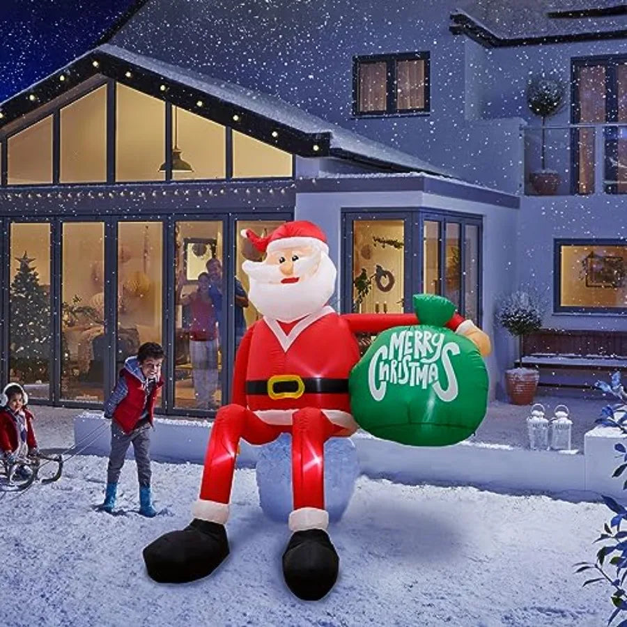 Seasonal Outdoor Santa Inflatable Decoration With Brilliant LED Illumination Christmas