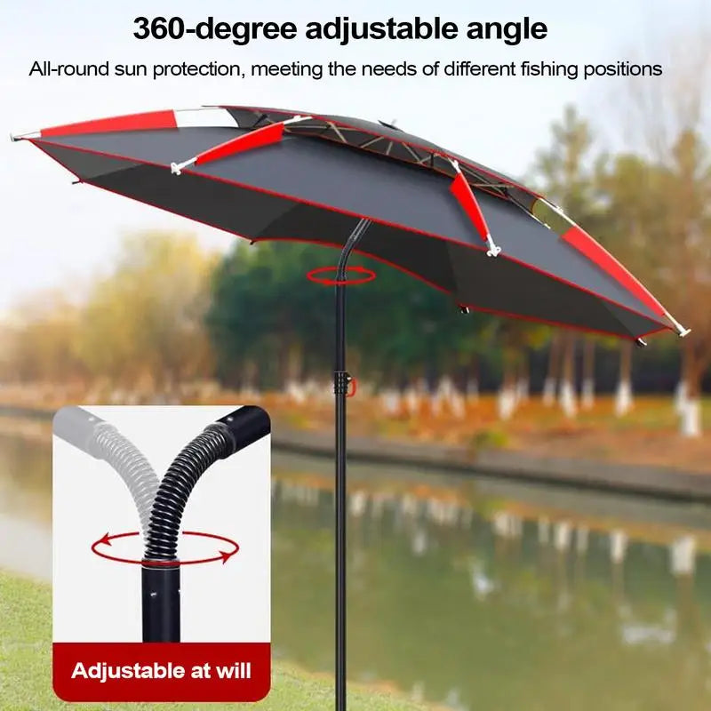 1.8m Fishing Sun Umbrella with 360-Degree Rotation Folding Universal Large Fishing Umbrella