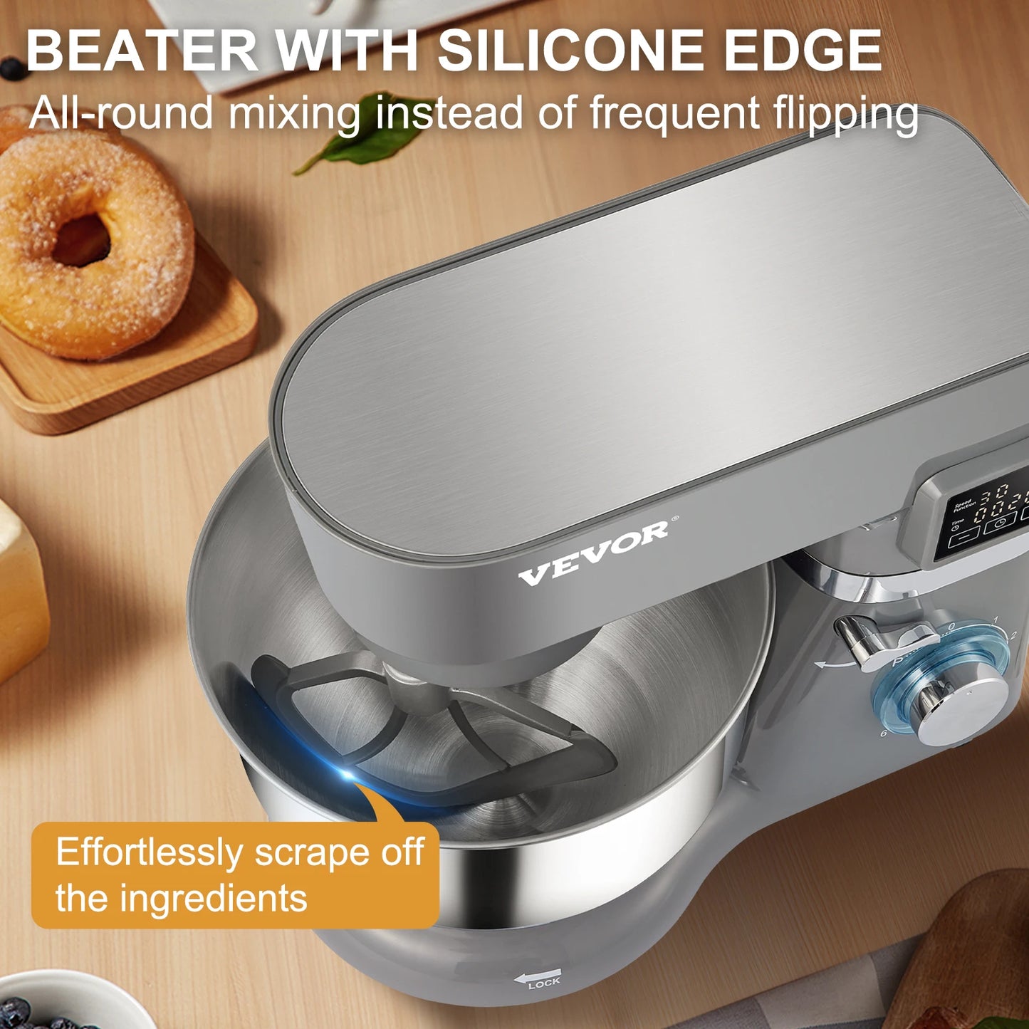 VEVOR 5.5/7L Electric Stand Mixer with 6 Speeds LCD Screen