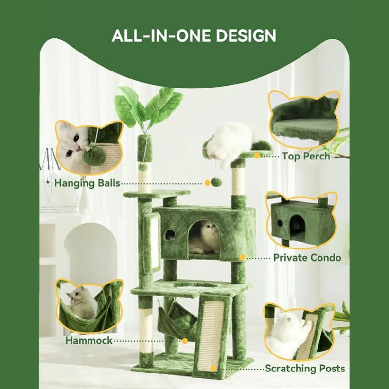 Indoor Cat Tree Tower With Scratching Board And Perch