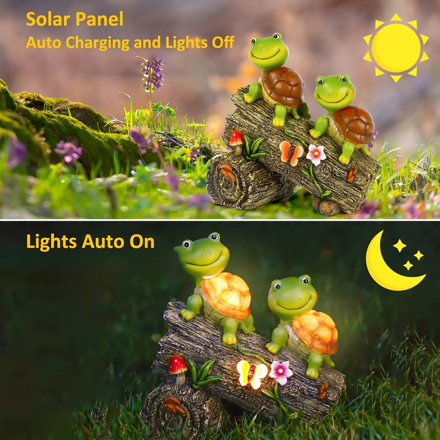 Solar Turtle Garden Statue for Outdoor Decor and Lighting