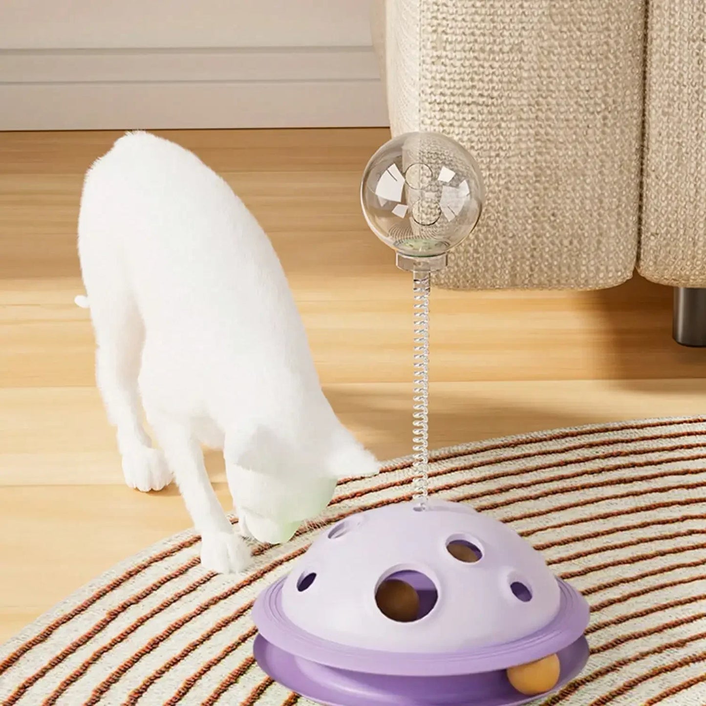 Rotating Cat Snack Dispenser Toy For Curious Pets Playful