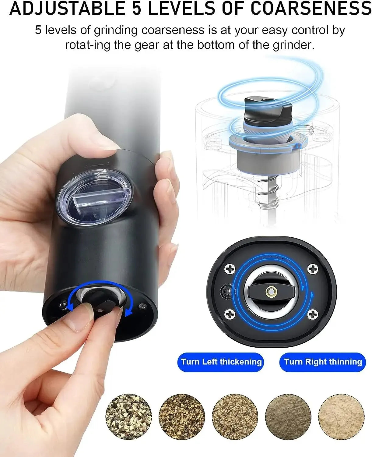 2Pcs Salt And Pepper Grinder With Adjustable Coarseness Refillable