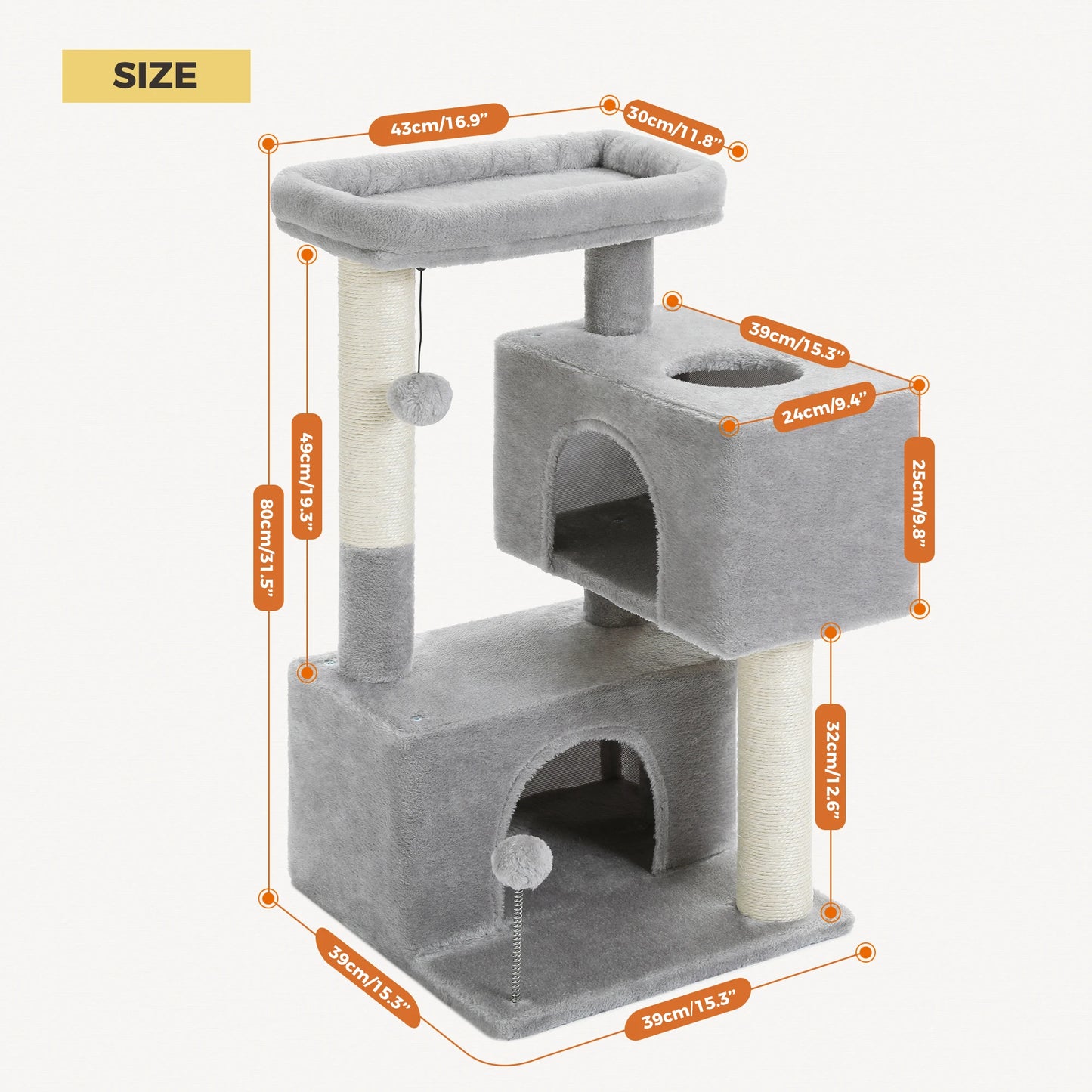 Multi Level Indoor Cat Tree Tower With Spacious Condos