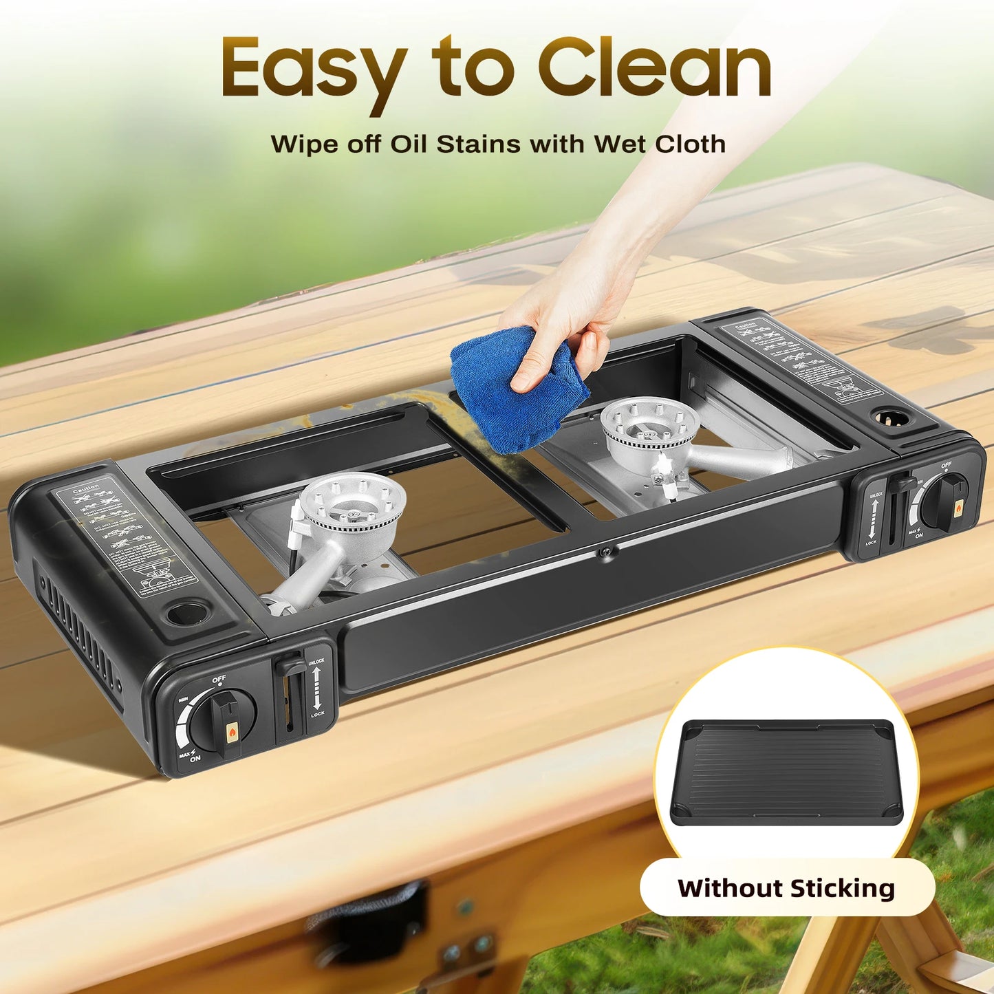 Two Burner Butane Camping Stove Kit With Baking Pan Case