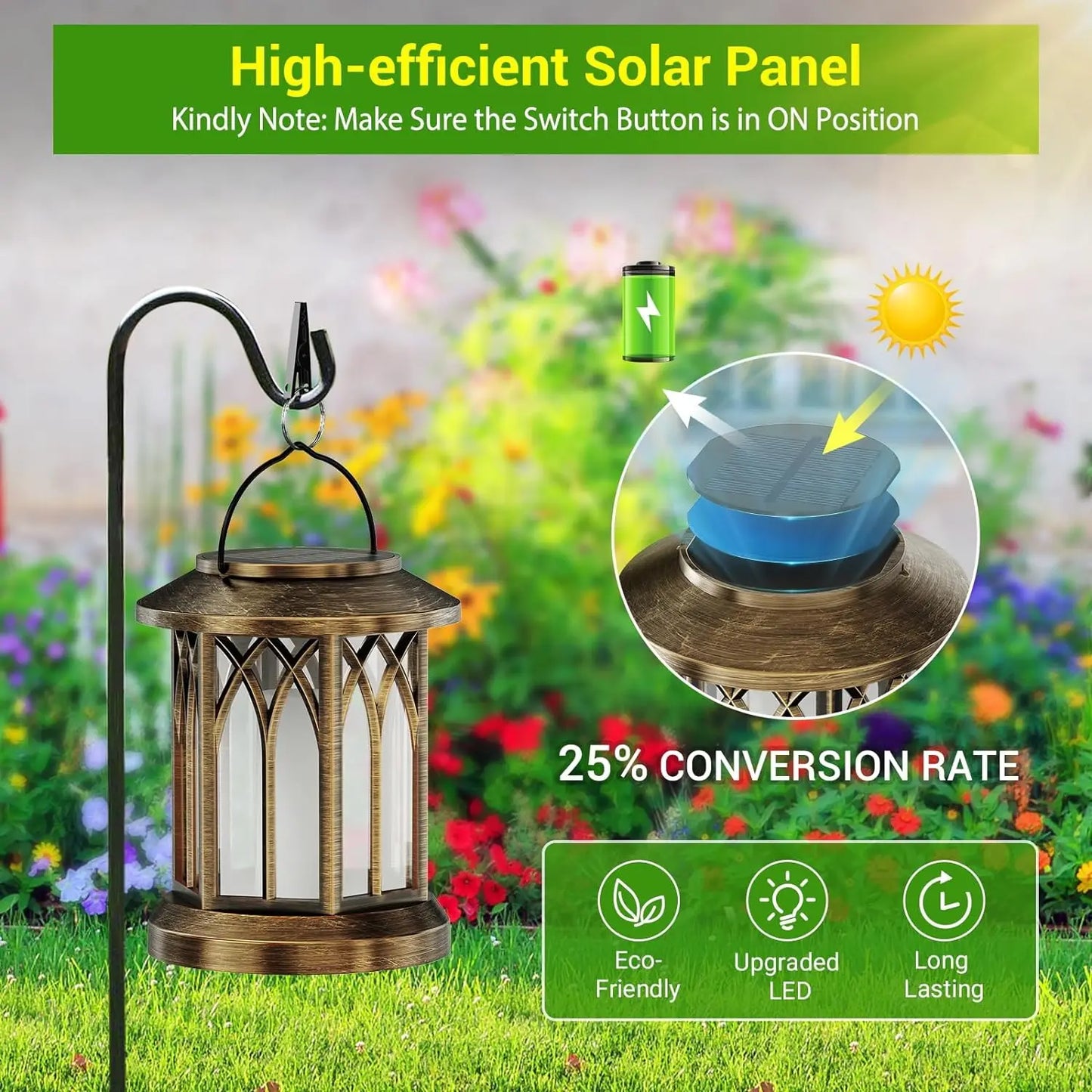 Upgraded Solar Lanterns with Flickering Flame for Outdoor Ambiance