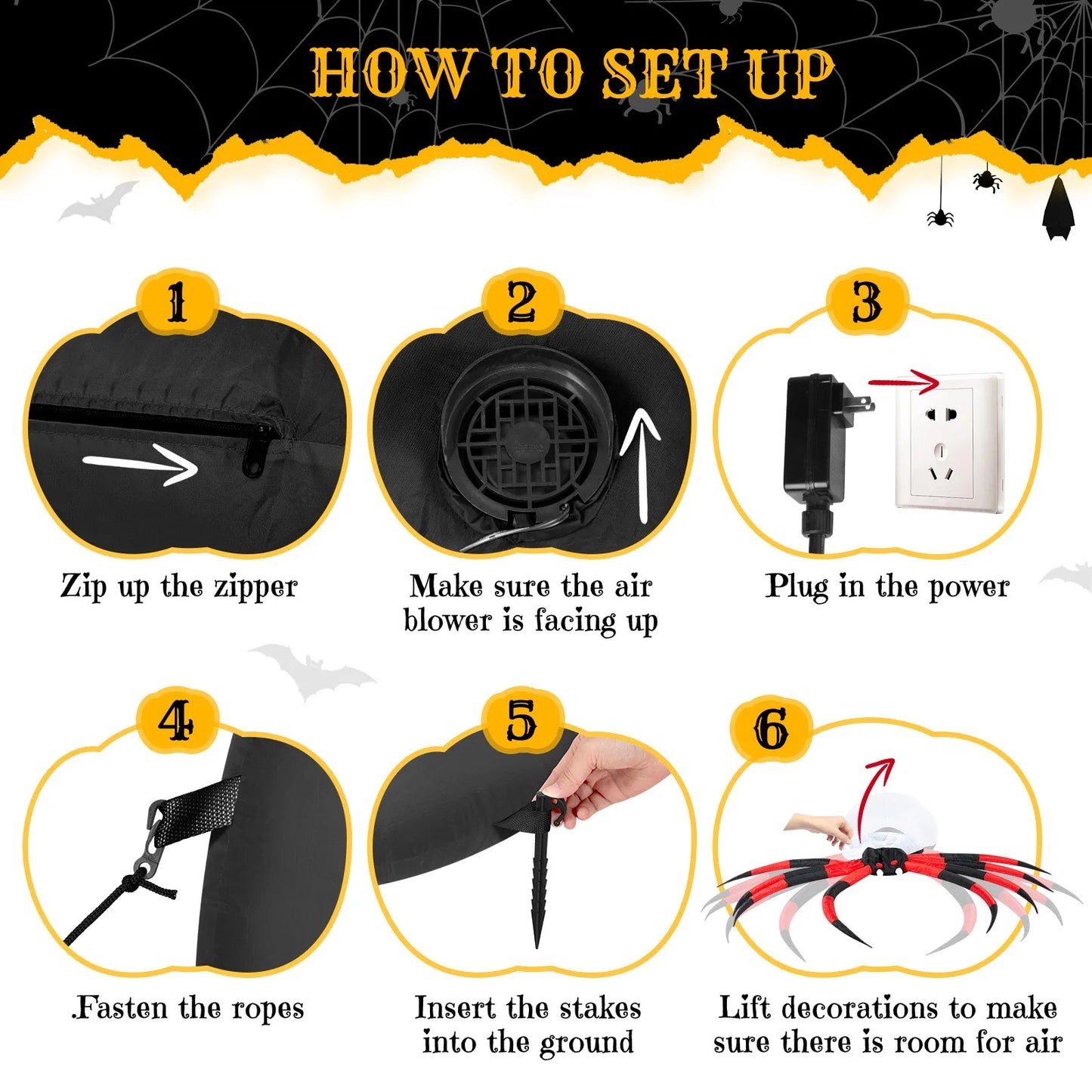 Halloween Inflatable Crawling Spider Rotating Led Outdoor