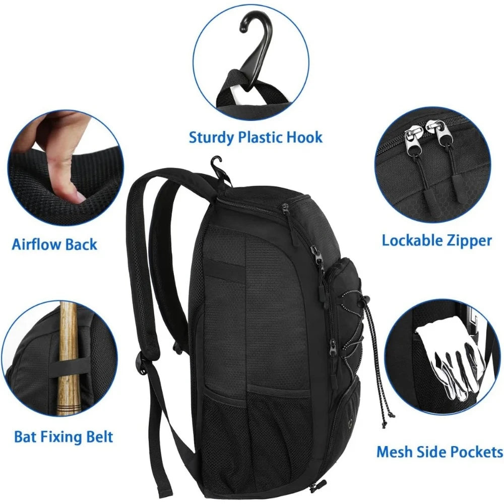 Baseball Backpack Bat Bag Shoes Compartment Adult Lightweight