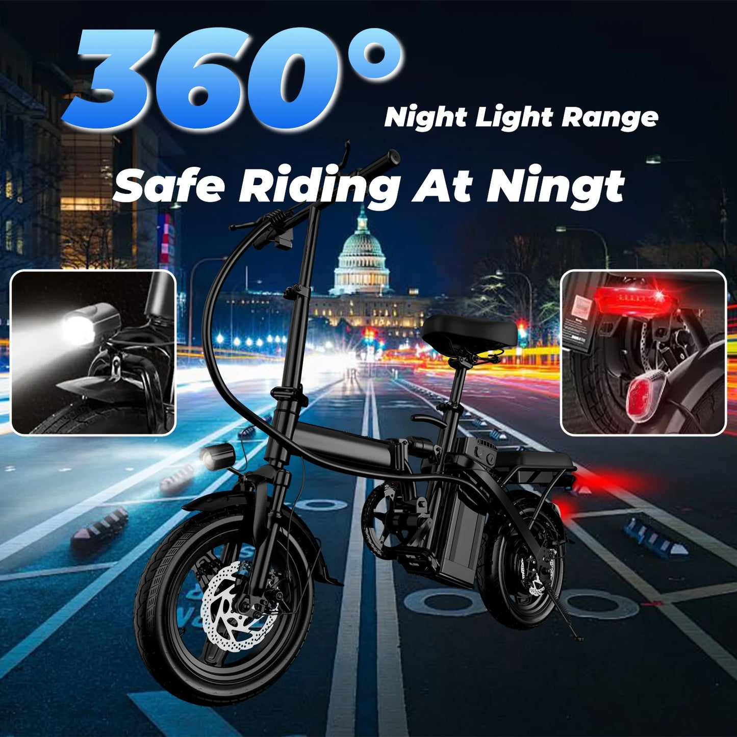 Lelekuai 500W Folding Electric Bike Removable Battery