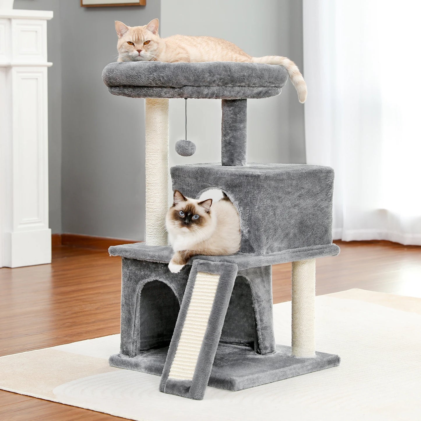 Multi Level Indoor Cat Tree Tower With Spacious Condos