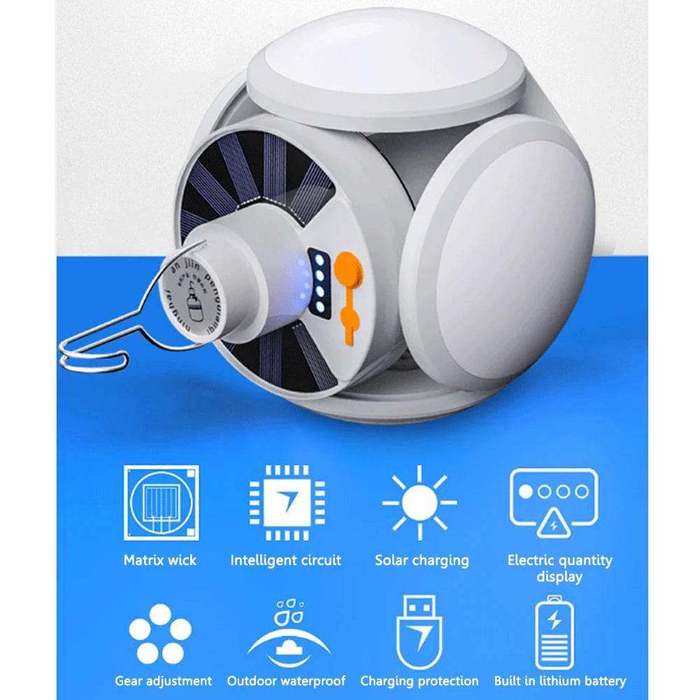 LED Solar Camping Light Bulb Portable Rechargeable Lantern for Outdoors