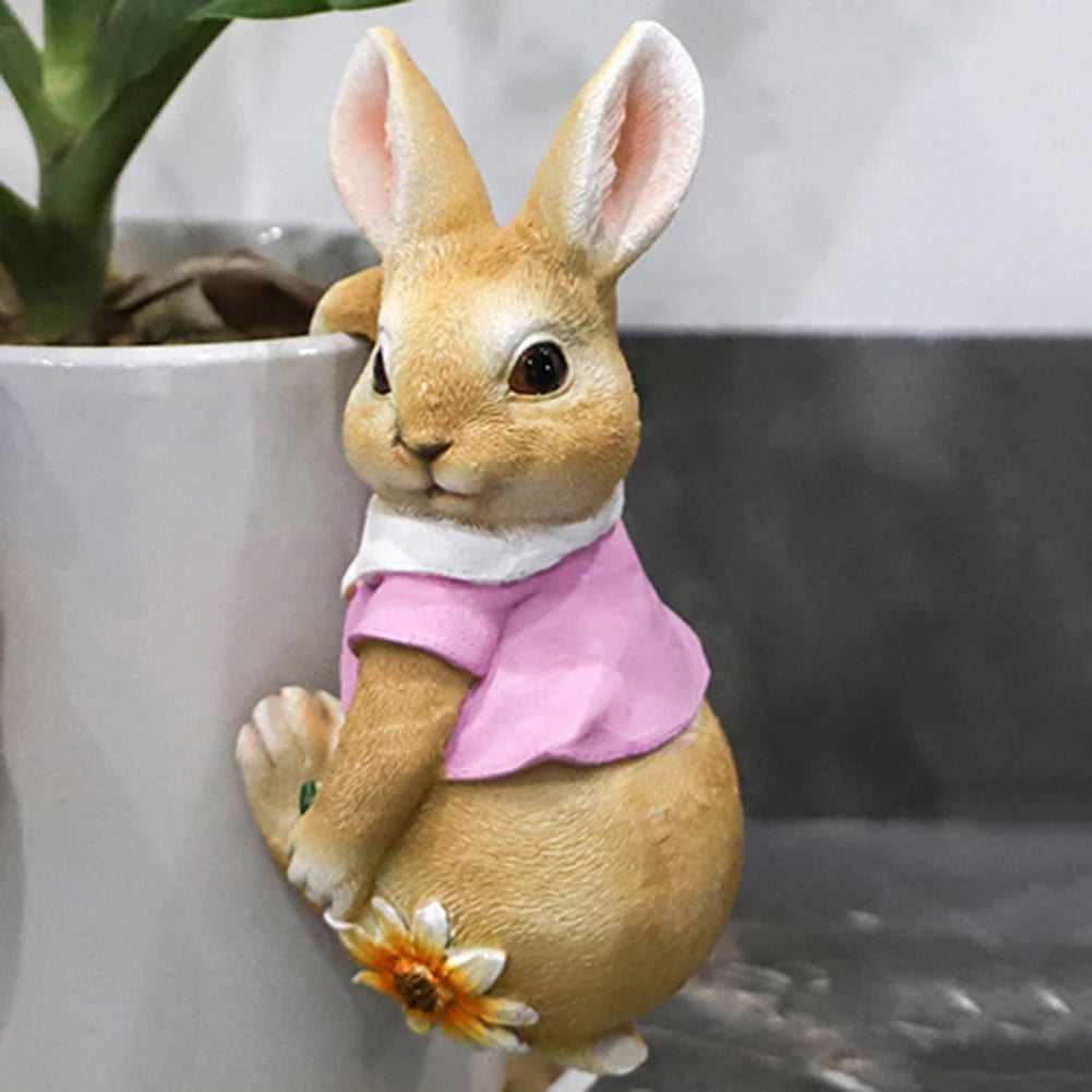 Cute Rabbit Animal Figurine Garden Supplies Resin Decoration
