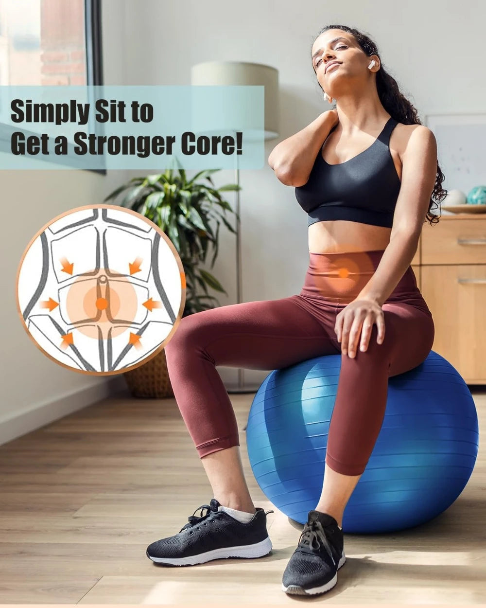 Yoga Ball Workout Stability Ball for Core Strength and Balance