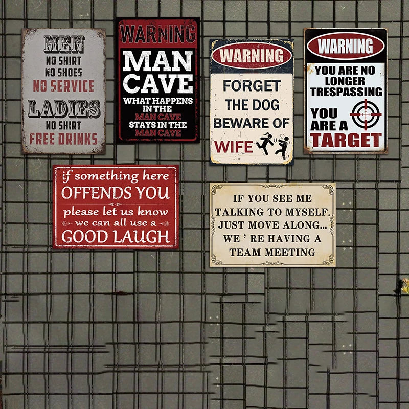 Humorous Metal Tin Sign Wall Art for Man Caves Bars