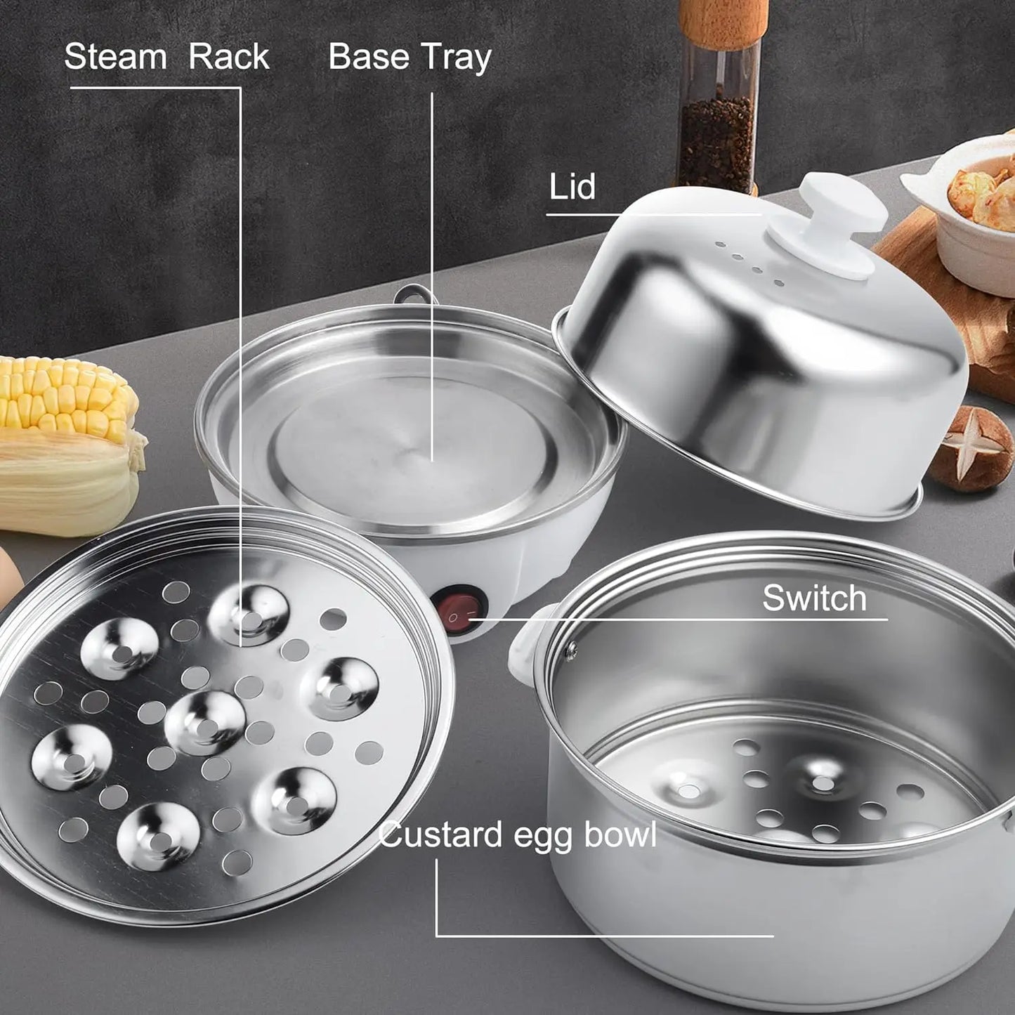 Electric Egg Cooker With Auto Shut Off For Poached Eggs