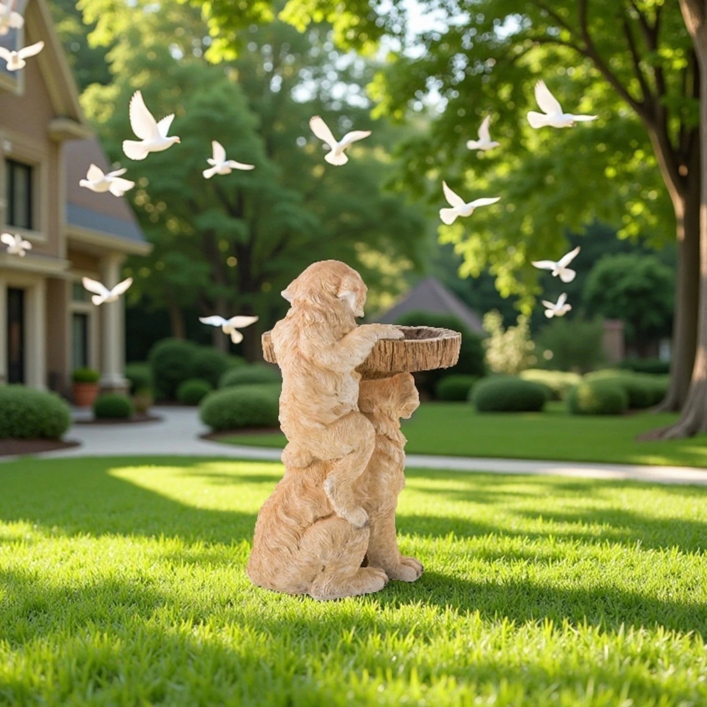 Resin Animal Bird Feeder and Bath for Outdoor Gardens