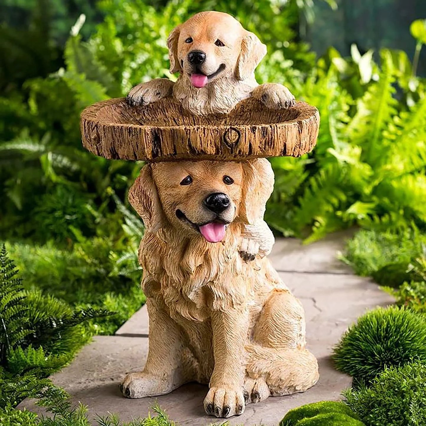 Resin Animal Bird Feeder and Bath for Outdoor Gardens