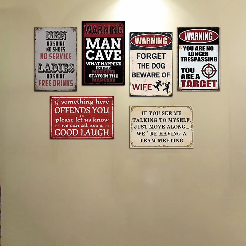 Humorous Metal Tin Sign Wall Art for Man Caves Bars