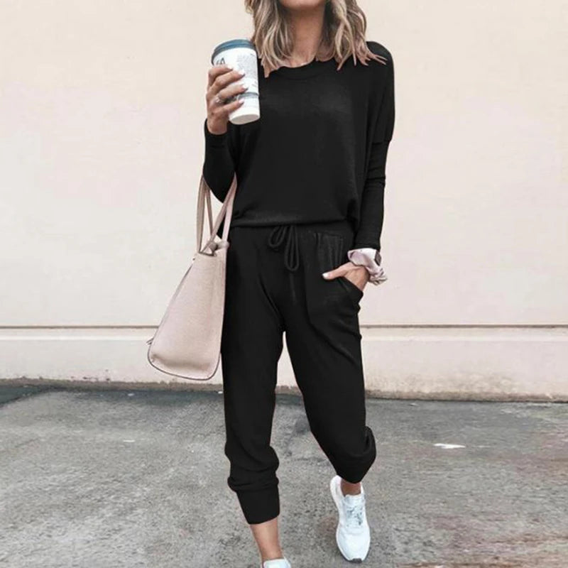 Two-piece Spring and Autumn Women's Fashion Loose Solid Color