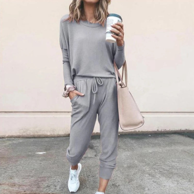 Two-piece Spring and Autumn Women's Fashion Loose Solid Color