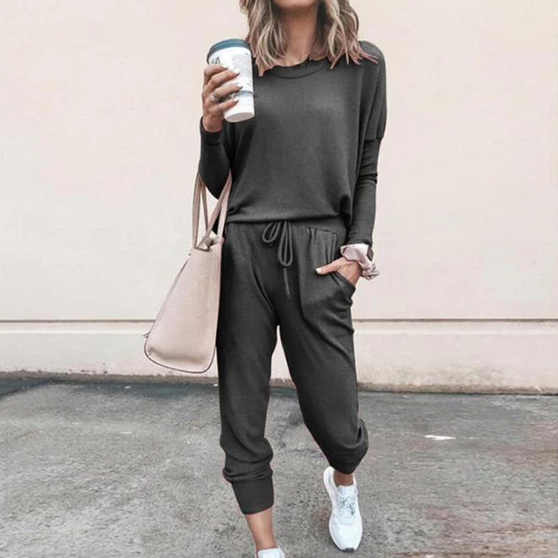 Two-piece Spring and Autumn Women's Fashion Loose Solid Color