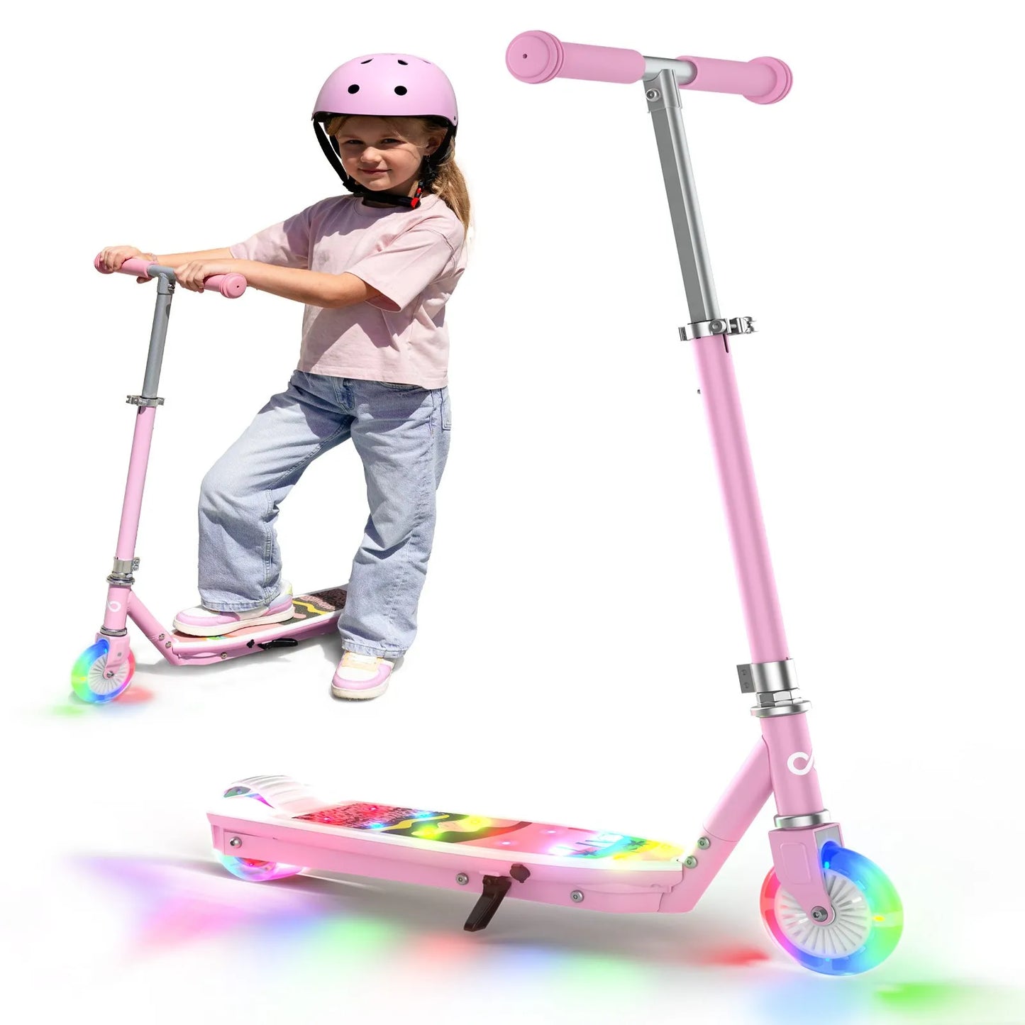 Kids Electric Scooter With LED Wheels And Adjustable Height