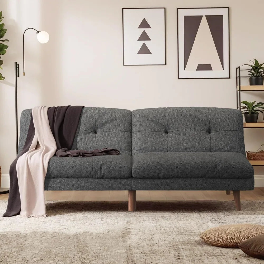 Modern Futon Sofa Bed With Adjustable Back For Small Homes
