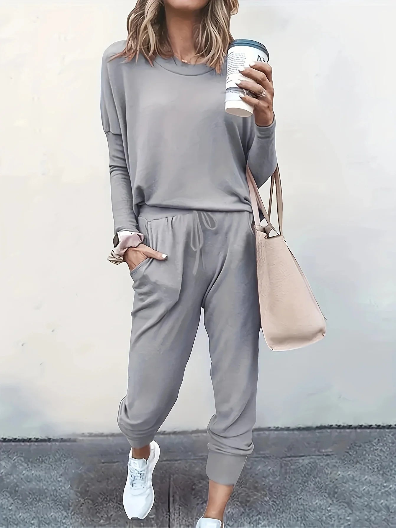 Two-piece Spring and Autumn Women's Fashion Loose Solid Color