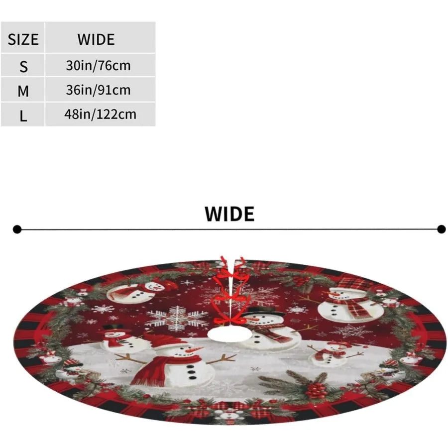 Snowman Themed Tree Skirt With Snowflake Berry Embellishments Handcrafted Farmhouse
