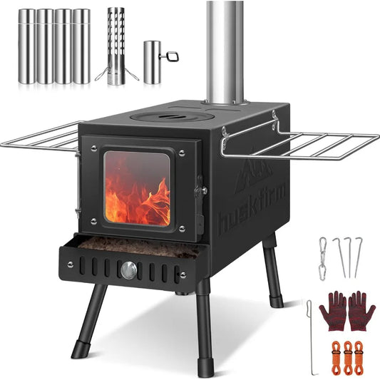 Portable Folding Wood Burning Stove For Camping With Spark Arrestor