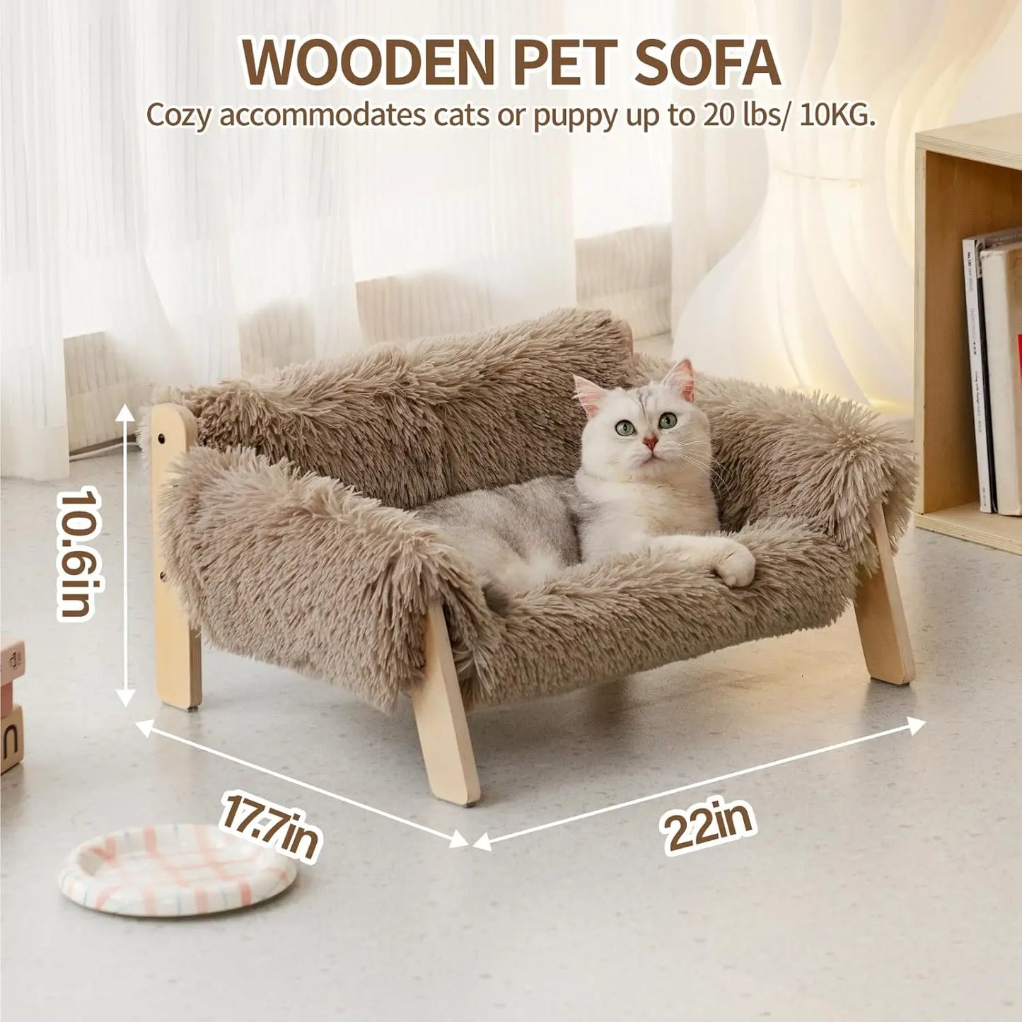 Mewoofun Elevated Cat Couch Bed with Removable Mattress Cover