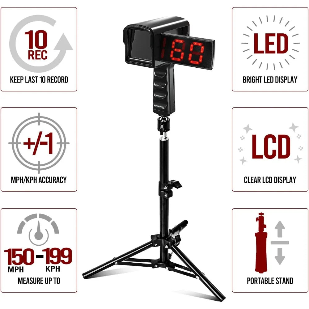 Baseball Radar Gun with LED LCD Display Handheld or Tripod