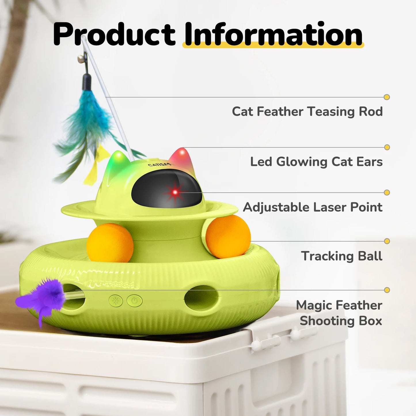 KM25 Magic Box Cat Teaser,  Yellow-green