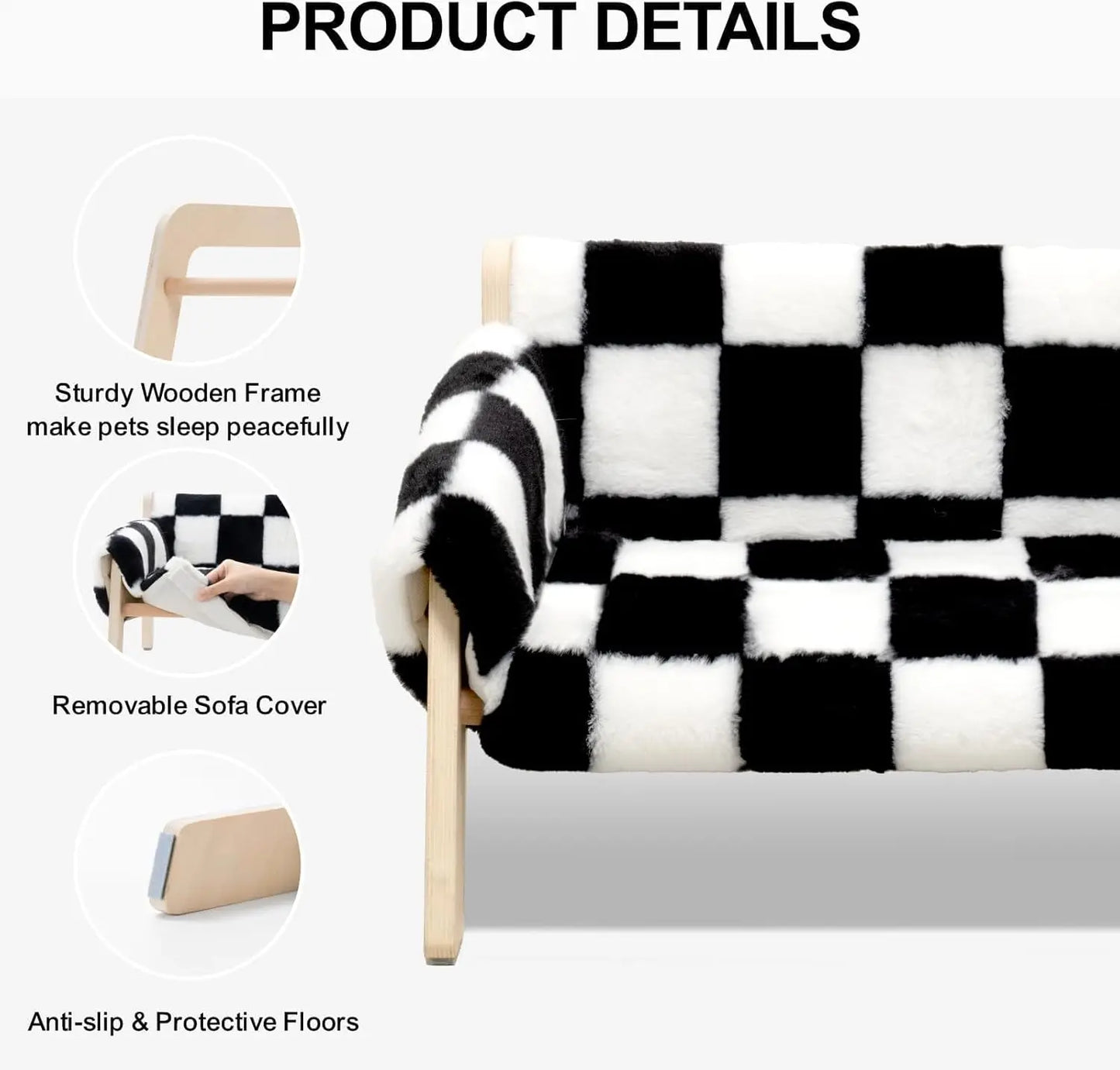 Mewoofun Elevated Cat Couch Bed with Removable Mattress Cover