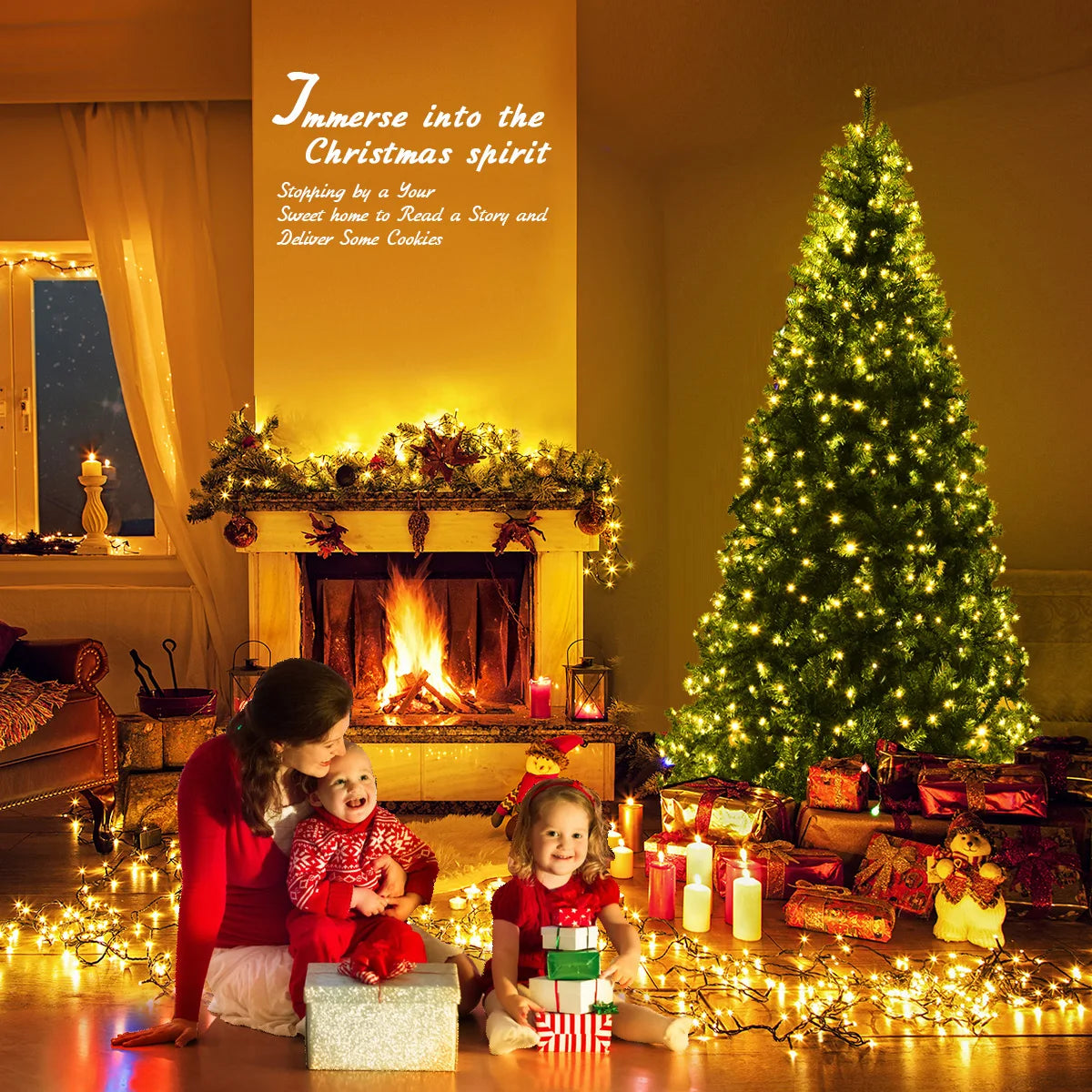 Superluxurious Hinged Pre Lit Artificial Christmas Tree With Extravagant Illumination