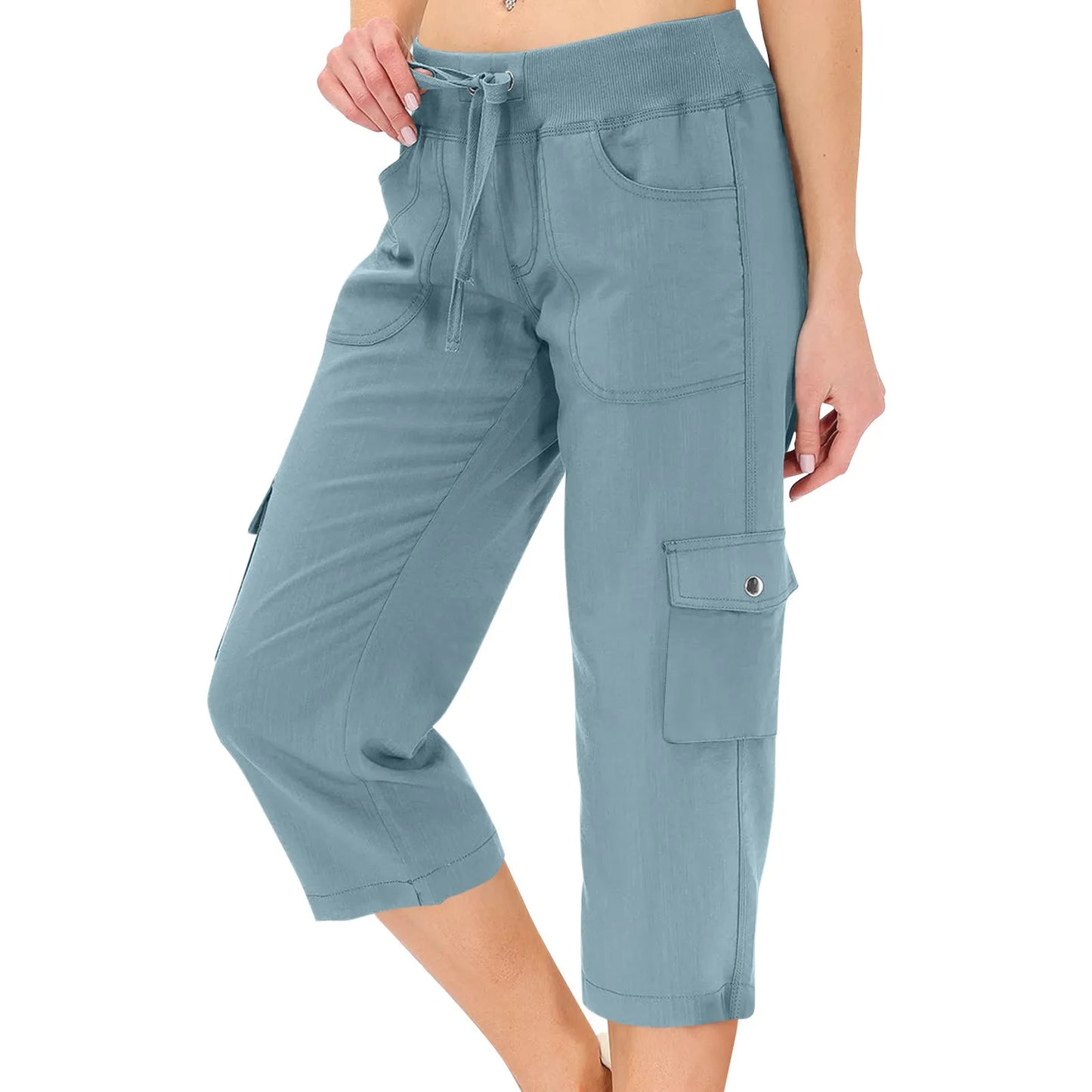 Hip Hop Style Women's Cargo Capris With Drawstring Waist