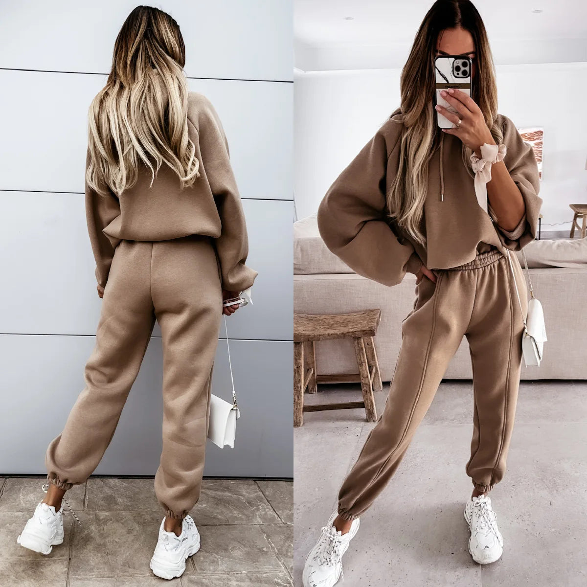 Two Piece Set Casual Fleece Tracksuit Women's Sets Long Sleeve Hoodie